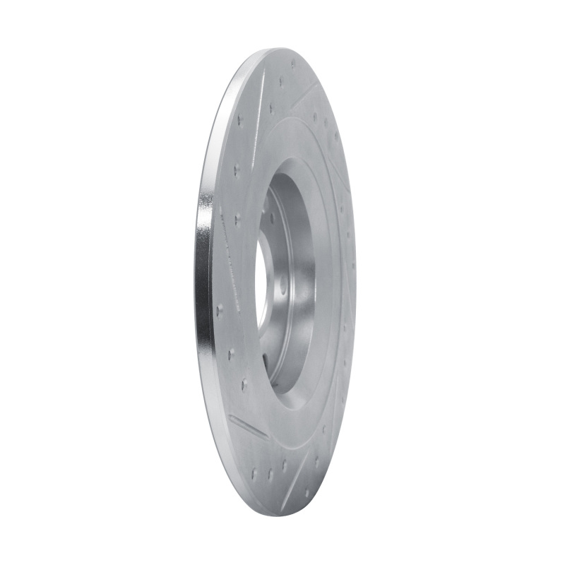 Mitsubishi Outlander PHEV Brake Rotor (1) - Rear Left - R1 Concepts - Drilled & Slotted - Silver - `13-`25